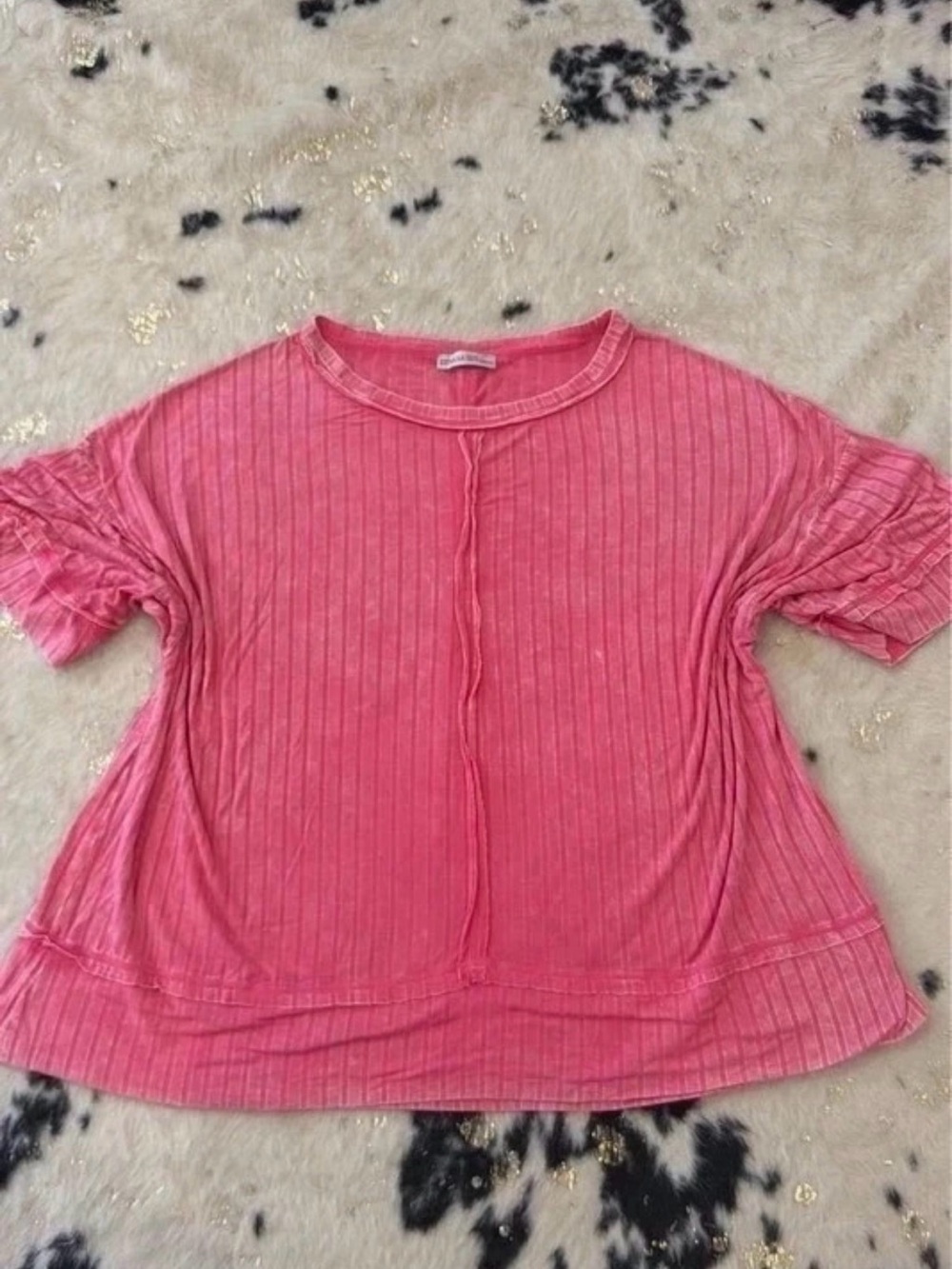 Zenana Outfitters Ribbed Coral Pink Relaxed Tunic Top